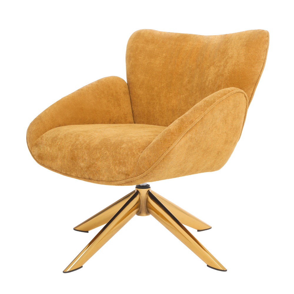 ONEX SaSa Mustard Velvet Swivel Armchair - Stylish and Comfortable Occasional ArmChair