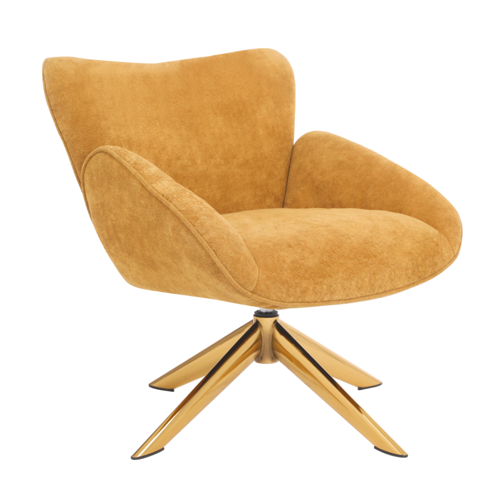 ONEX SaSa Mustard Velvet Swivel Armchair - Stylish and Comfortable Occasional ArmChair