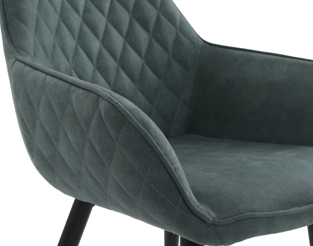 ONEX RiVa Dark Green Fabric Dining Chair - Modern Design (Set of 2)