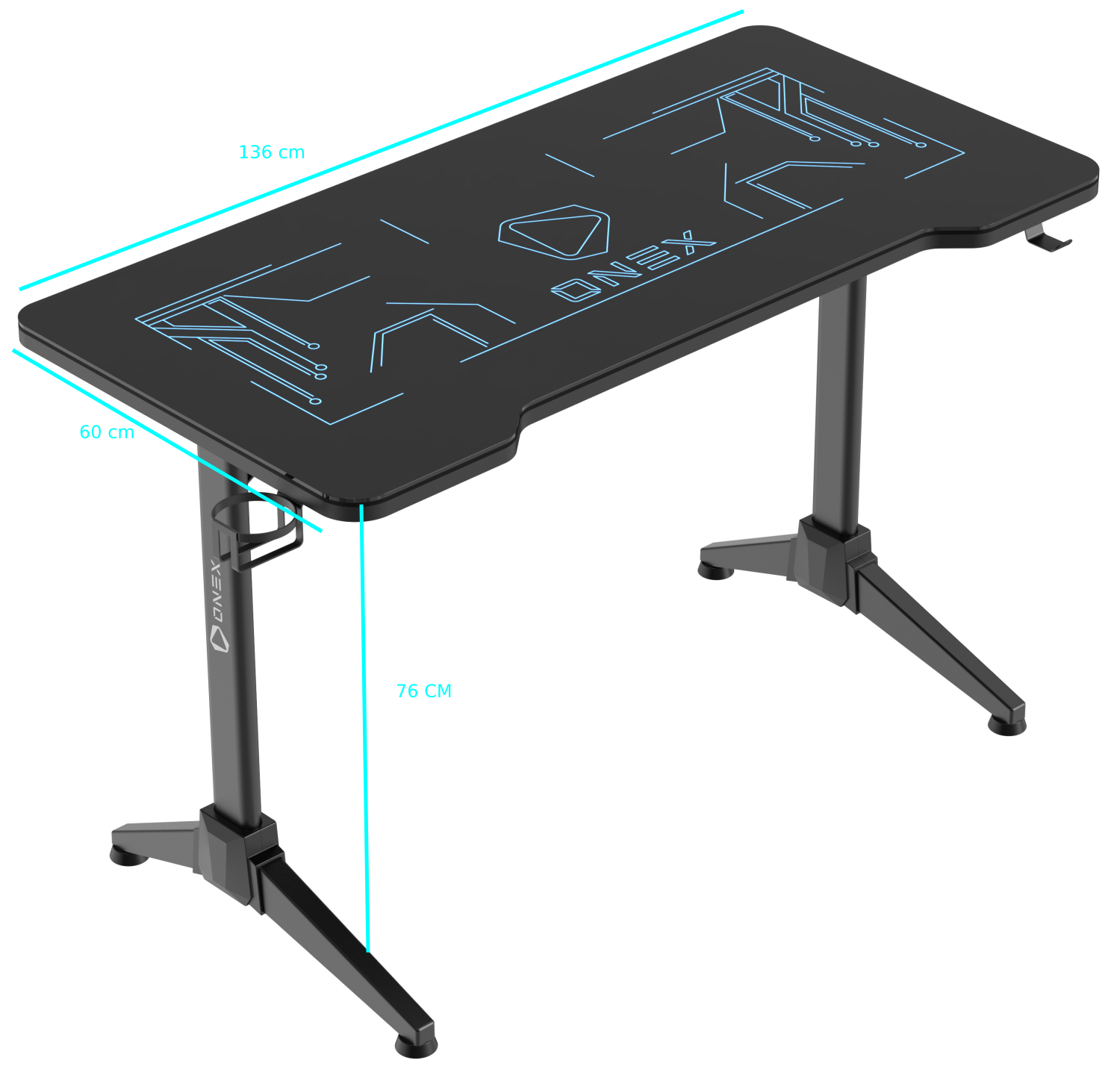 ONEX GD1400G RGB Tempered Glass Gaming Office Desk