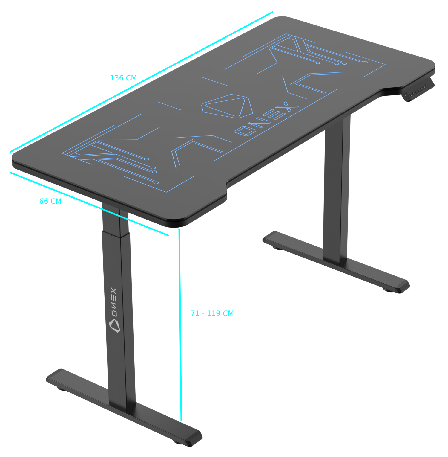 ONEX GDE1400G RGB Tempered Glass Electric Gaming Office Desk