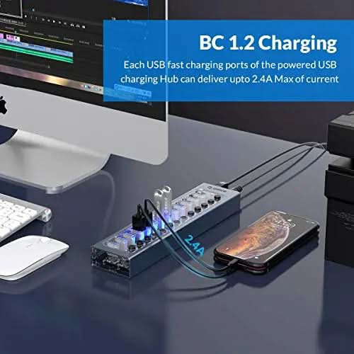 ORICO Transparent USB 3.0 Individual Power Switches 7 Ports Hub ORICO