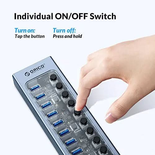 ORICO Transparent USB 3.0 Individual Power Switches 7 Ports Hub ORICO