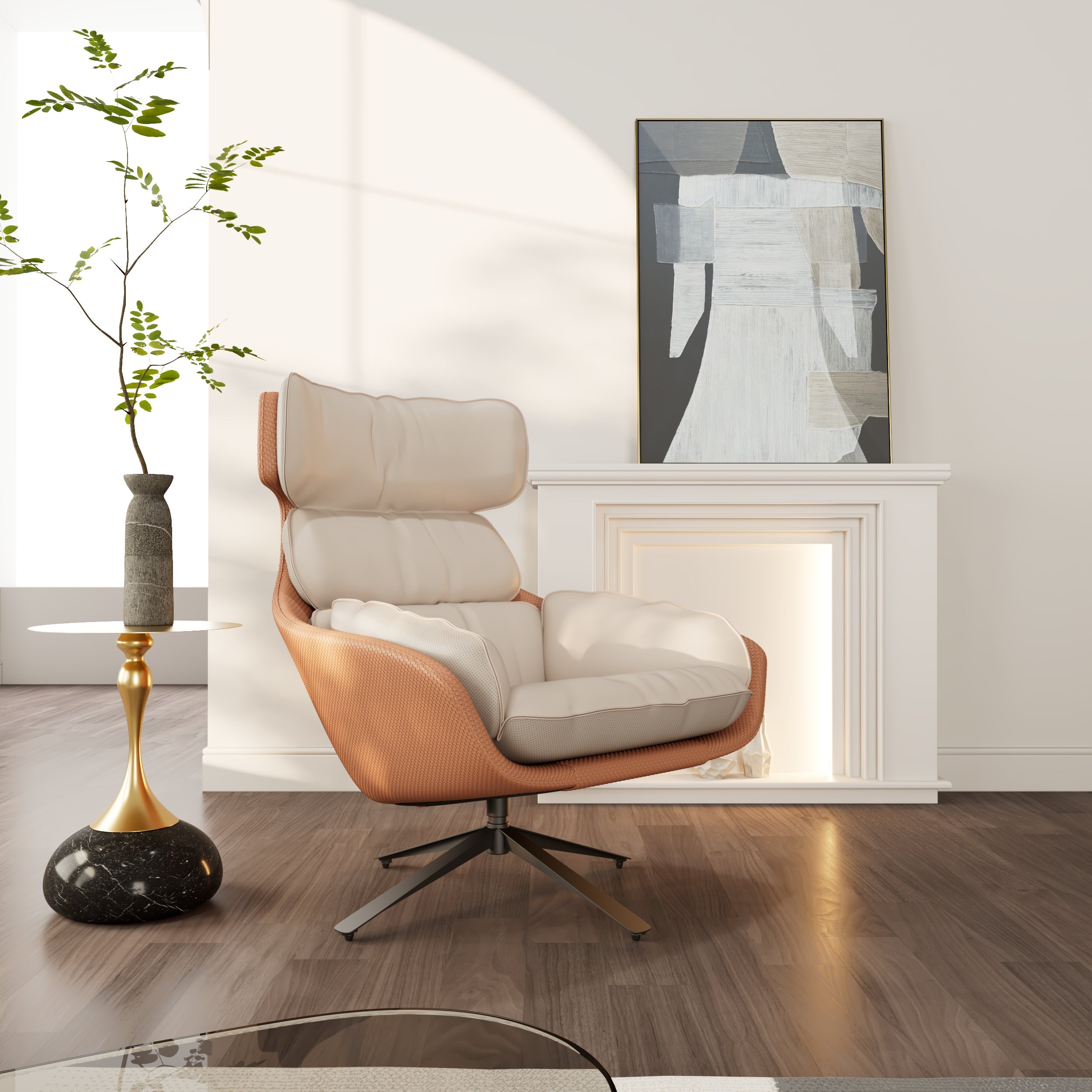 Eureka Todd Swivel Armchair with High Back Lounge Chair