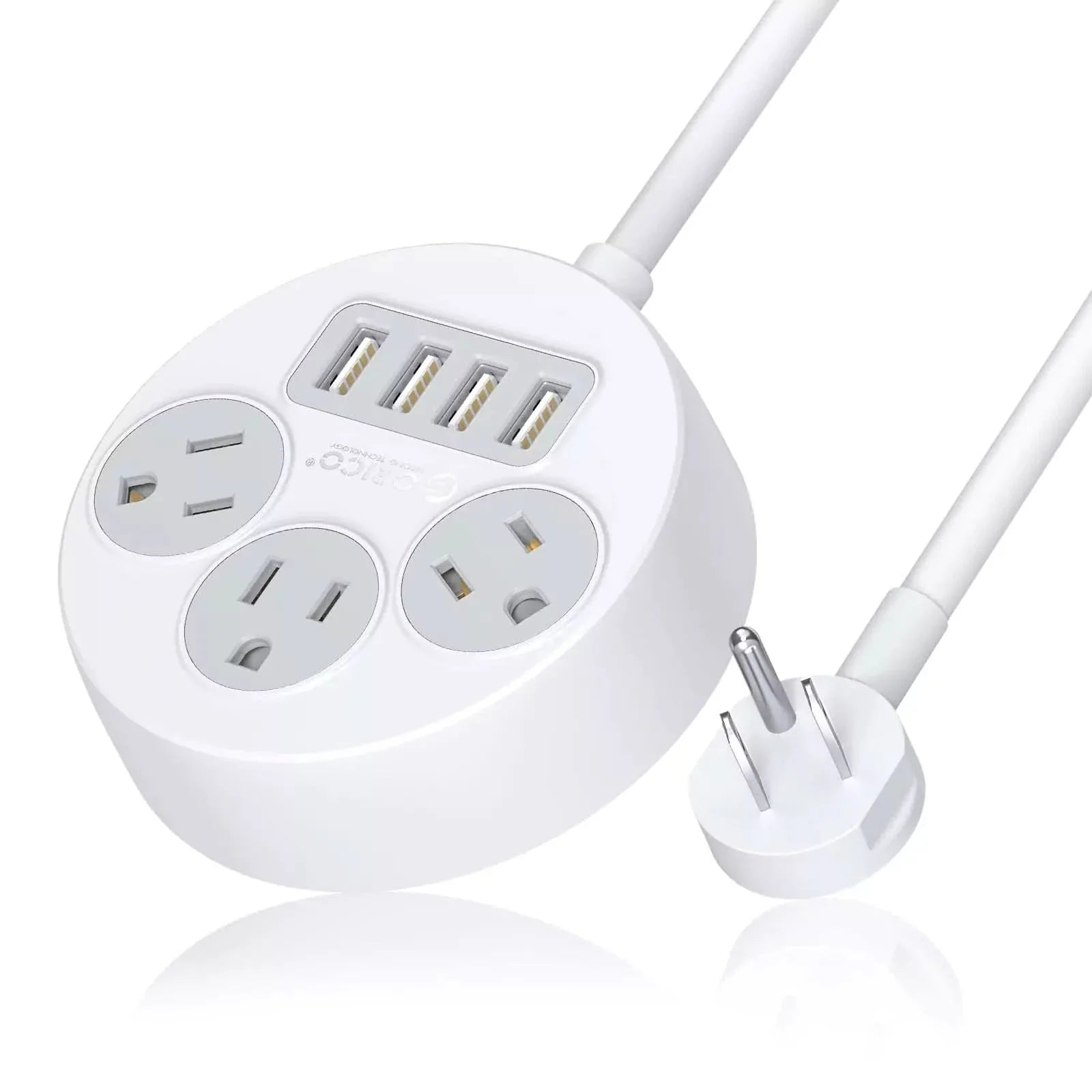 ORICO 7 in 1 Flat Plug Travel Power Strip with USB Ports - Orico