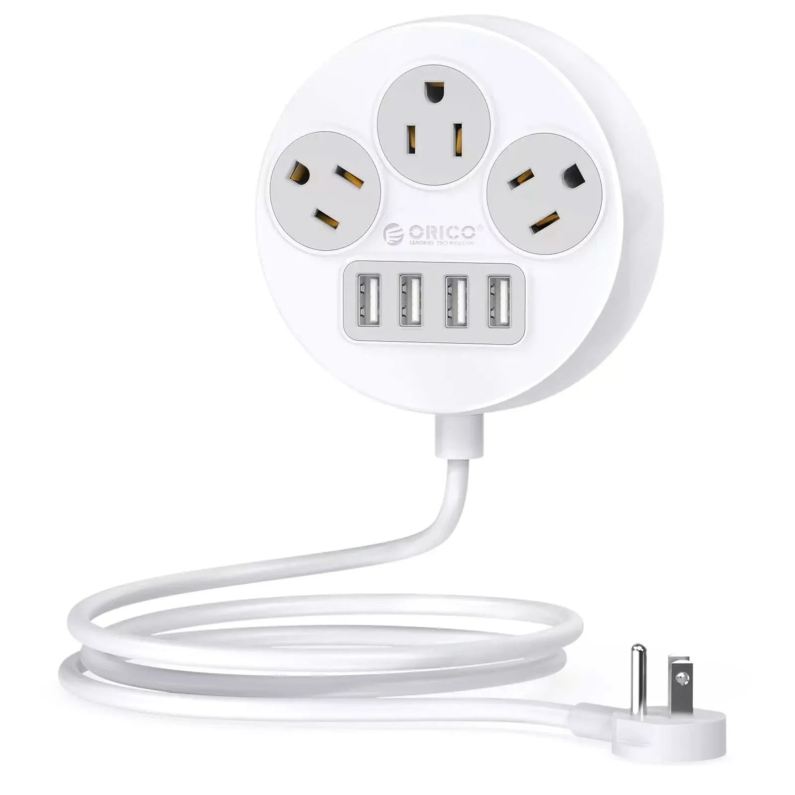 ORICO 7 in 1 Flat Plug Travel Power Strip with USB Ports - Orico