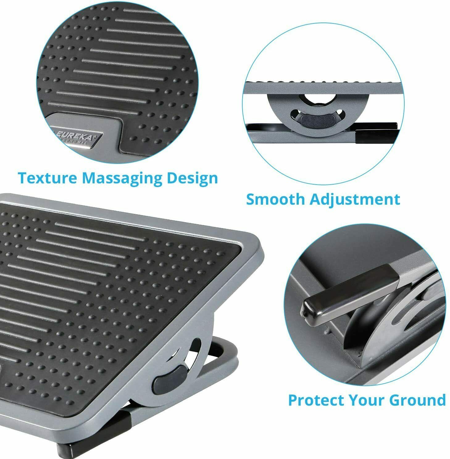 EUREKA ERGONOMIC Tilt Adjustable Footrest with Massage Surface Under Desk, Black & Gray