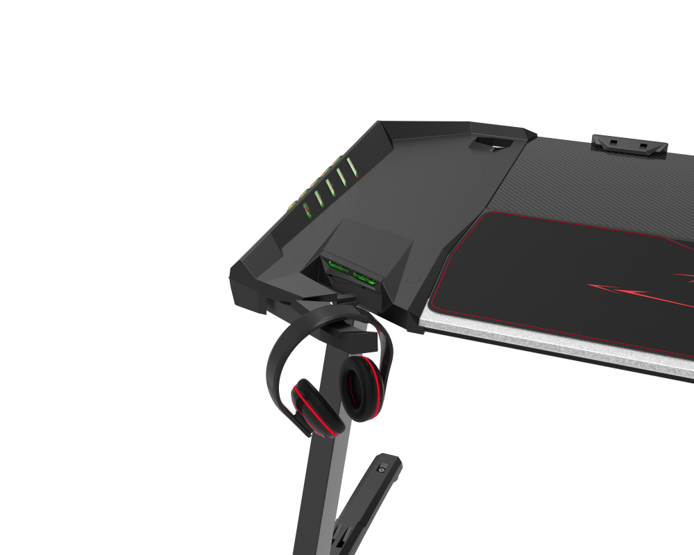 Eureka Ergonomic Z2 PC Gaming Desk with RGB Lights, 128cm(W), Retractable Cup Holder & Headset Hook